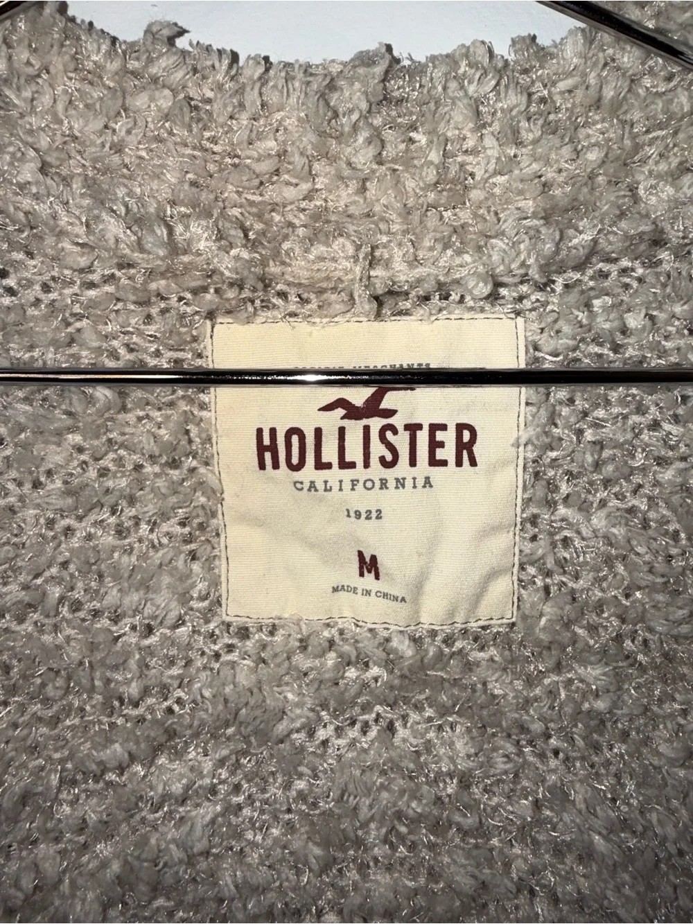 Hollister Soft Taupe Open-Front Fuzzy Teddy Cardigan Y2K Loungewear Comfy